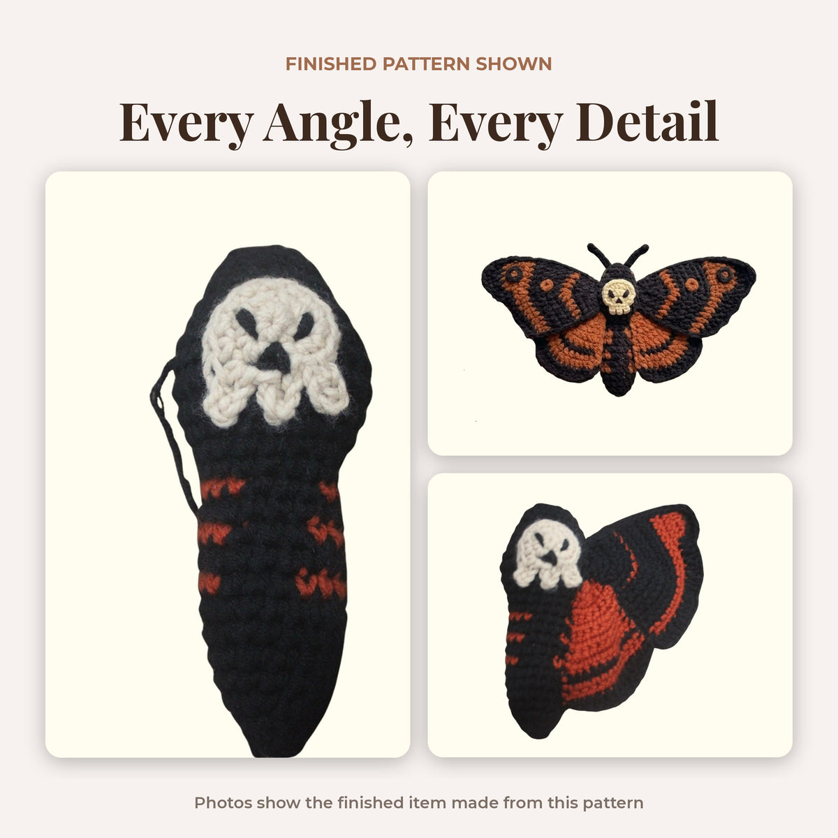 Death's Head Moth Amigurumi Crochet Pattern