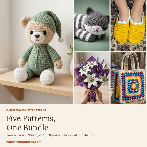 Christmas gift crochet pattern bundle with five handmade gift patterns in one PDF