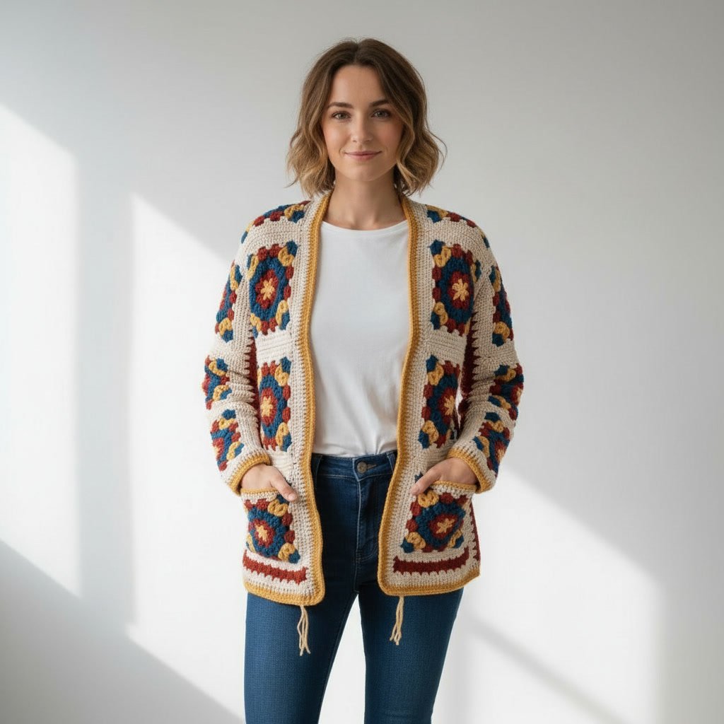 Crochet Granny Square Cardigan Pattern