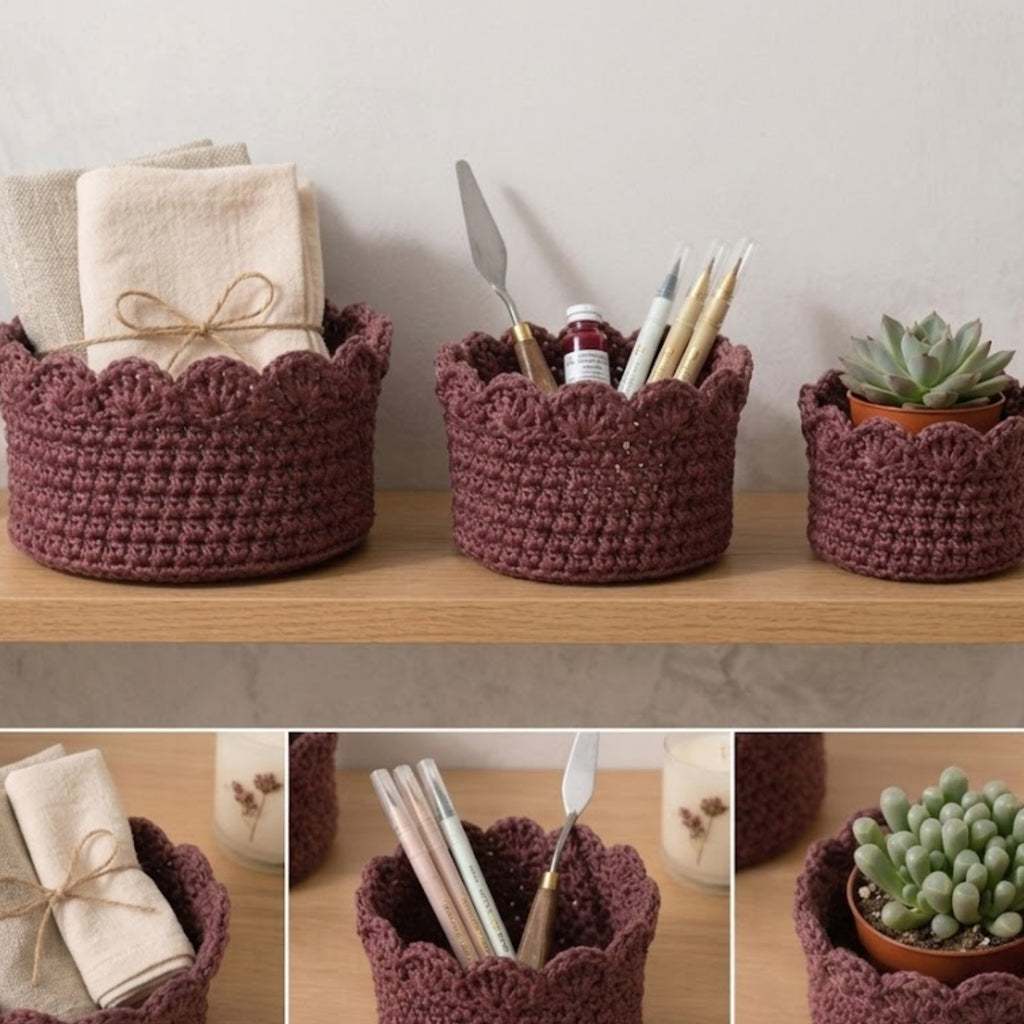 Crochet Scalloped Round Basket Pattern