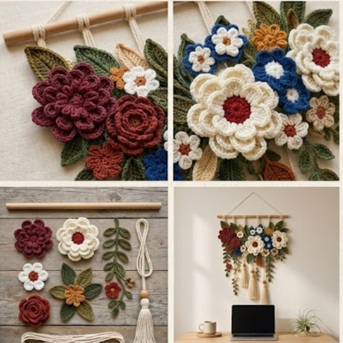 Layered Flower Wall Hanging Pattern