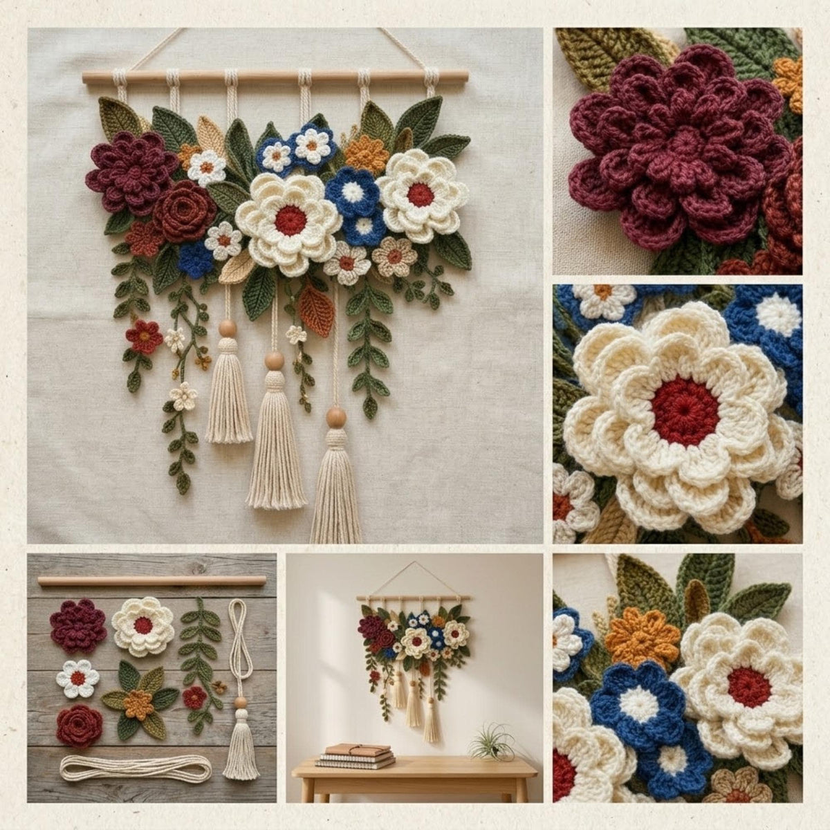 Layered Flower Wall Hanging Pattern