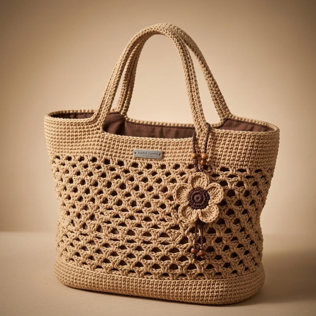 Boho Flower Lattice Raffia Tote Pattern
