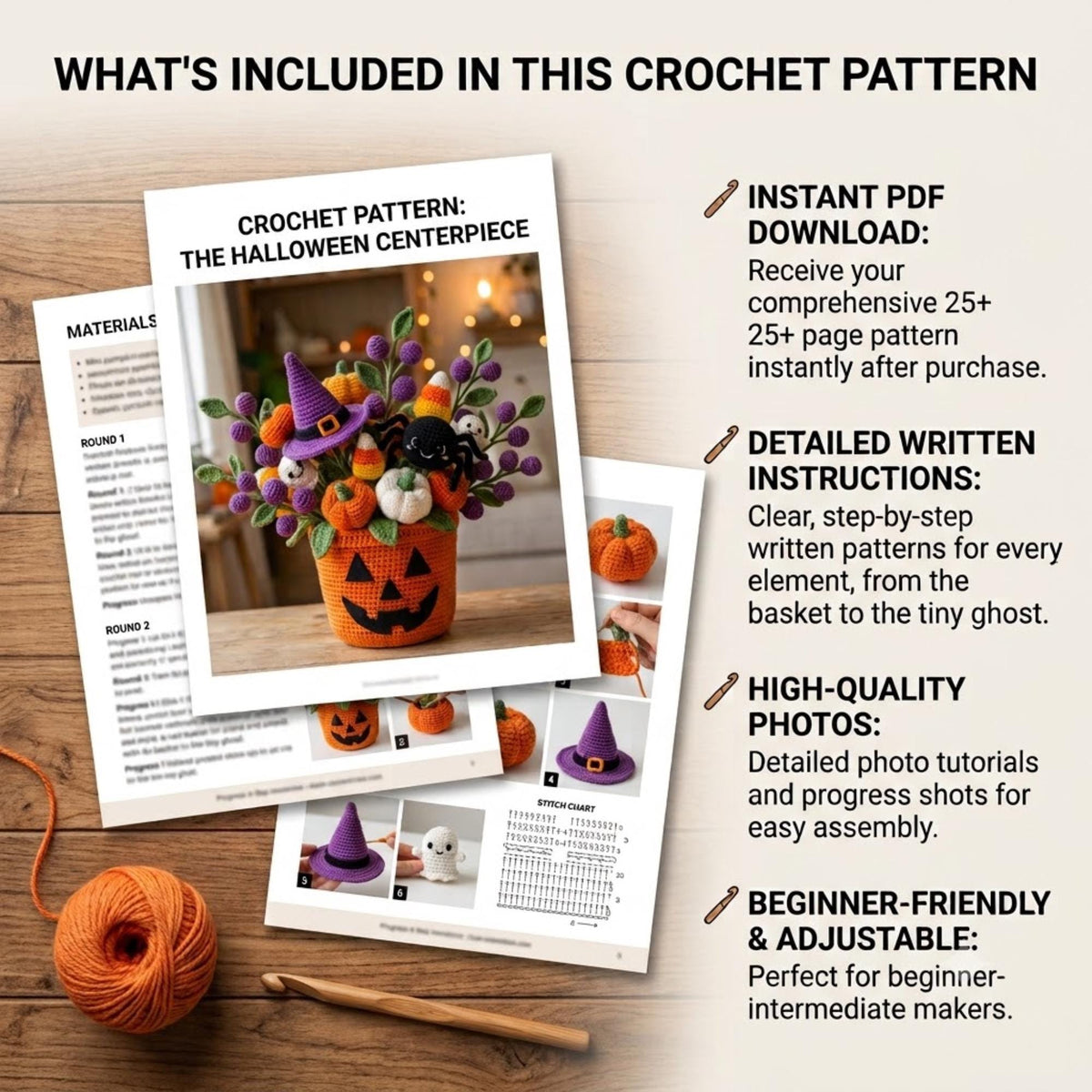 Halloween Jack-o'-Lantern Centerpiece Pattern
